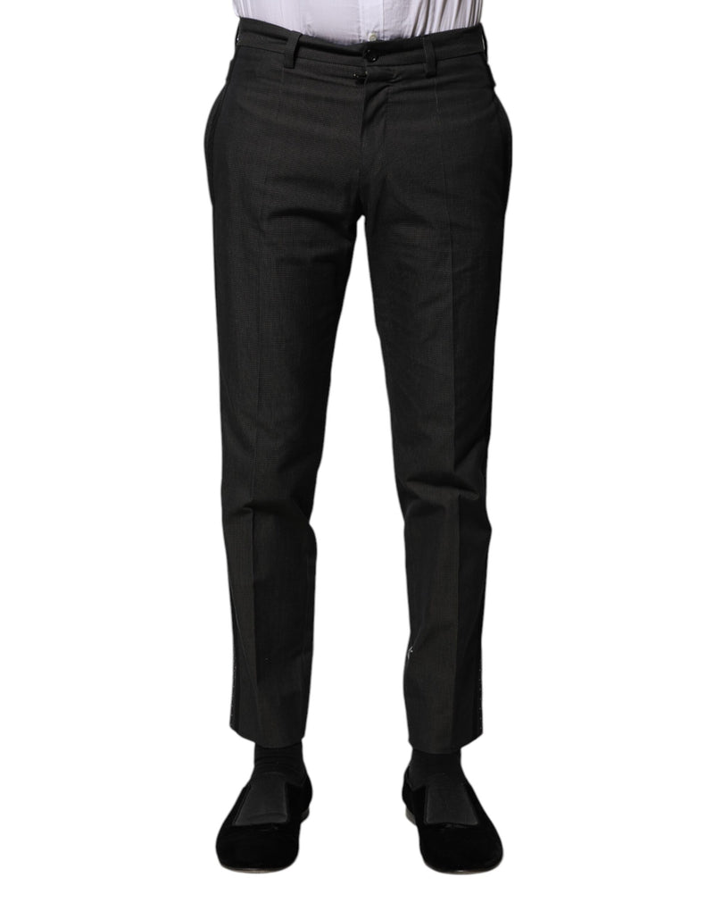 Pantalones formales de algodón gris estampado de Dolce & Gabbana