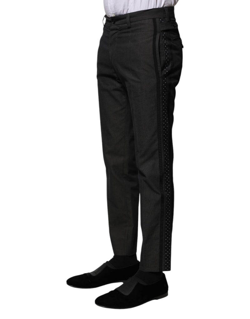 Pantalones formales de algodón gris estampado de Dolce & Gabbana