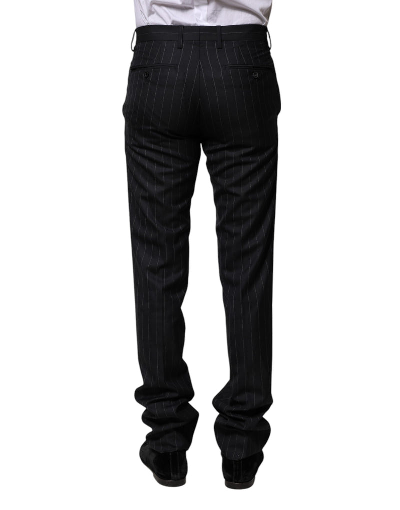 Pantaloni formali a righe in lana nera Dolce & Gabbana
