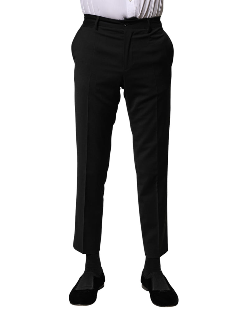 Pantalon habillé formel court pour homme en laine noire Dolce & Gabbana