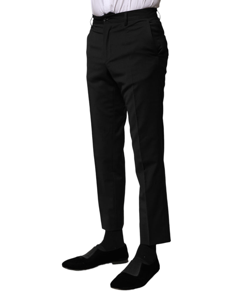 Pantalon habillé formel court pour homme en laine noire Dolce & Gabbana