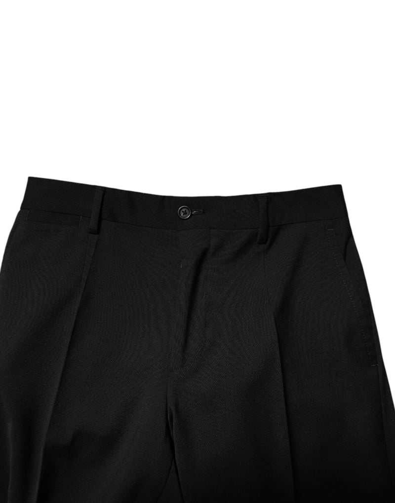 Pantalon habillé formel court pour homme en laine noire Dolce & Gabbana