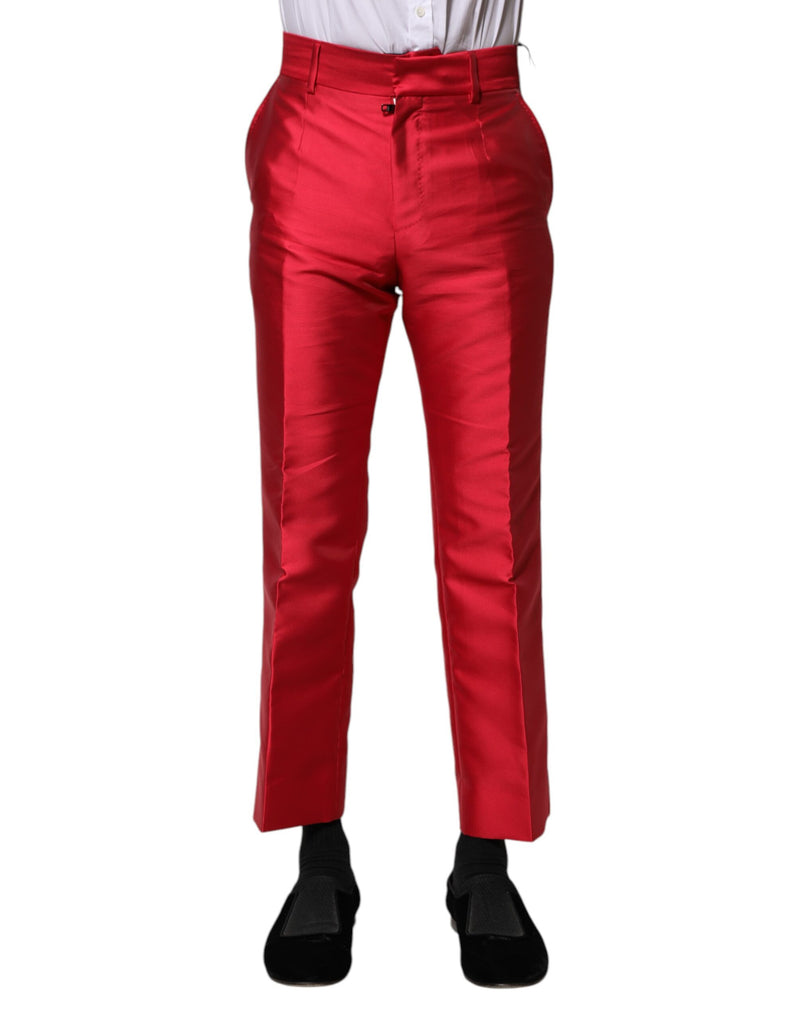 Pantaloni formali cropped in poliestere rosso Dolce & Gabbana