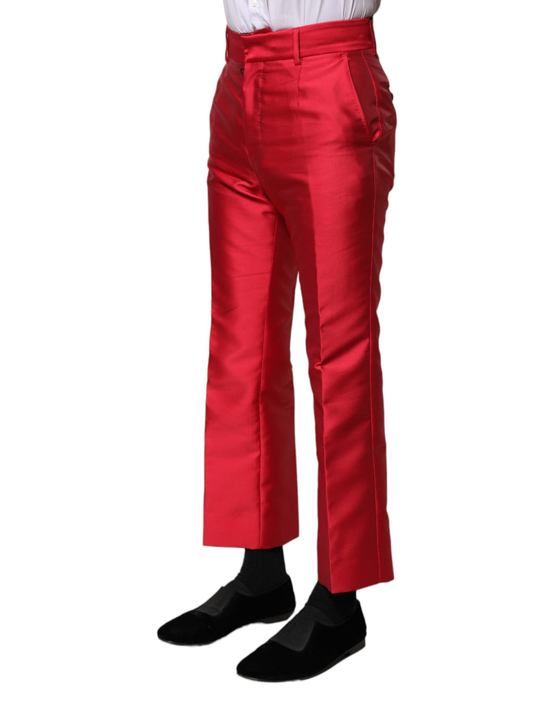 Pantaloni formali cropped in poliestere rosso Dolce & Gabbana