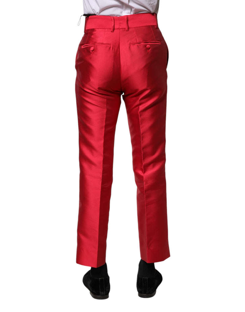 Pantaloni formali cropped in poliestere rosso Dolce & Gabbana
