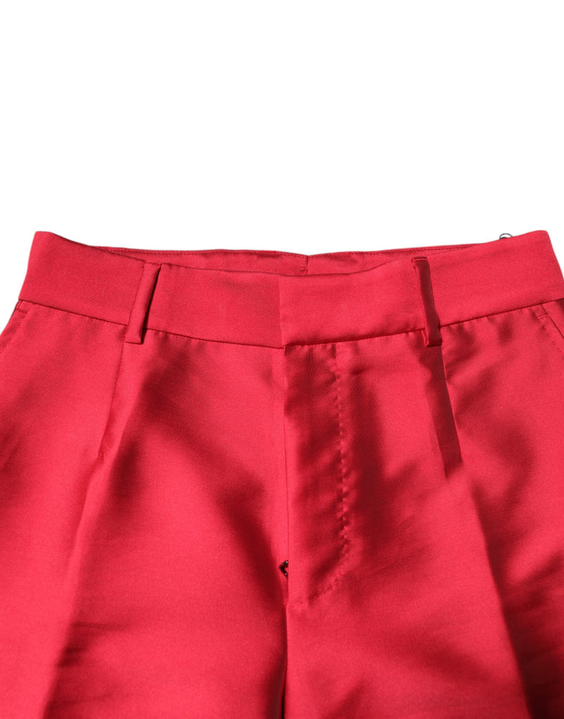 Pantaloni formali cropped in poliestere rosso Dolce & Gabbana