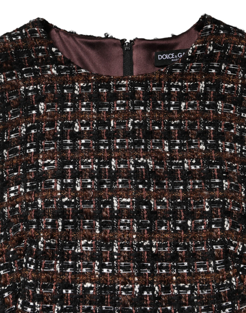 Robe trapèze courte multicolore sans manches en tweed Dolce & Gabbana