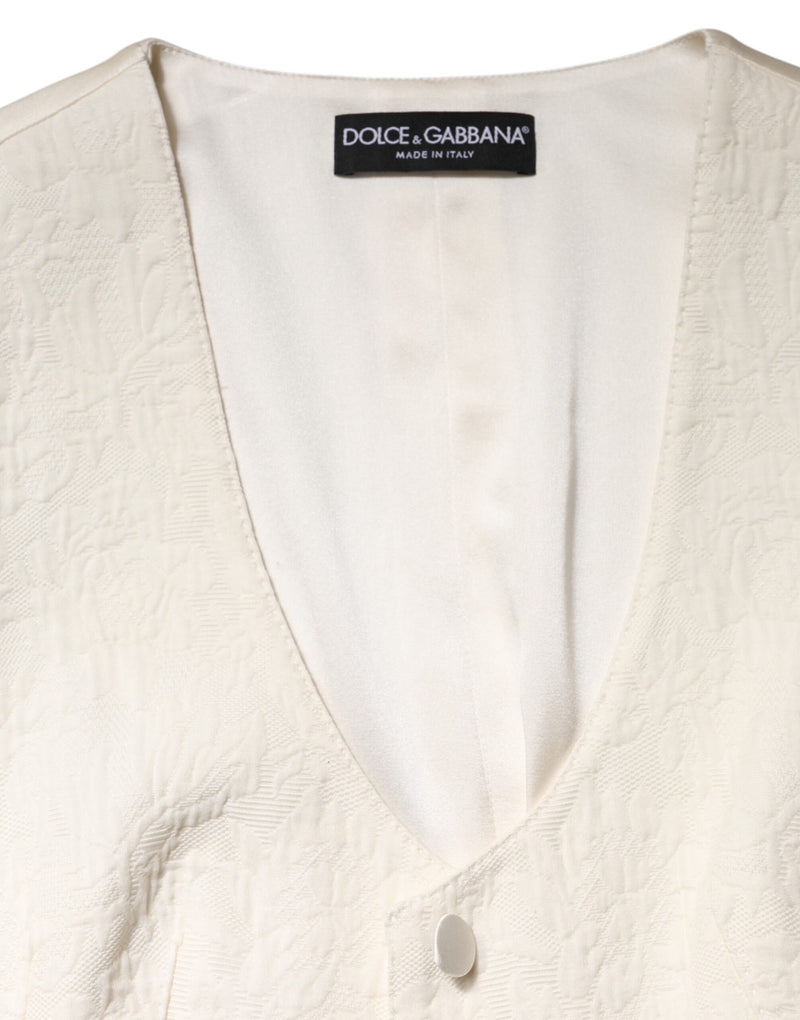 Top tipo chaleco sin mangas de algodón color marfil con botones de Dolce & Gabbana
