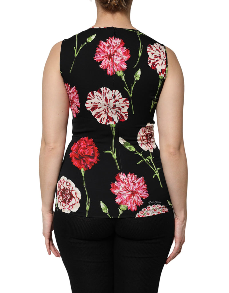 Blusa sin mangas negra con estampado floral de Dolce & Gabbana