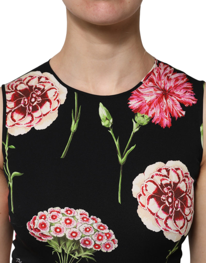 Blusa sin mangas negra con estampado floral de Dolce & Gabbana