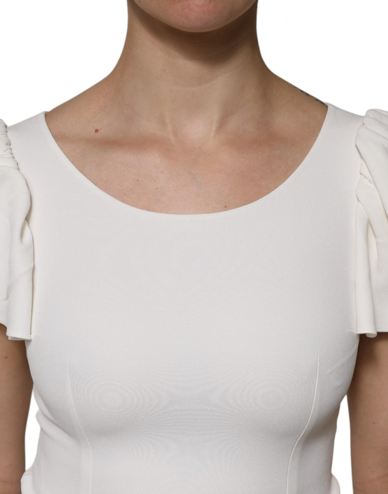 Dolce & Gabbana Top bianco in viscosa a maniche corte e girocollo