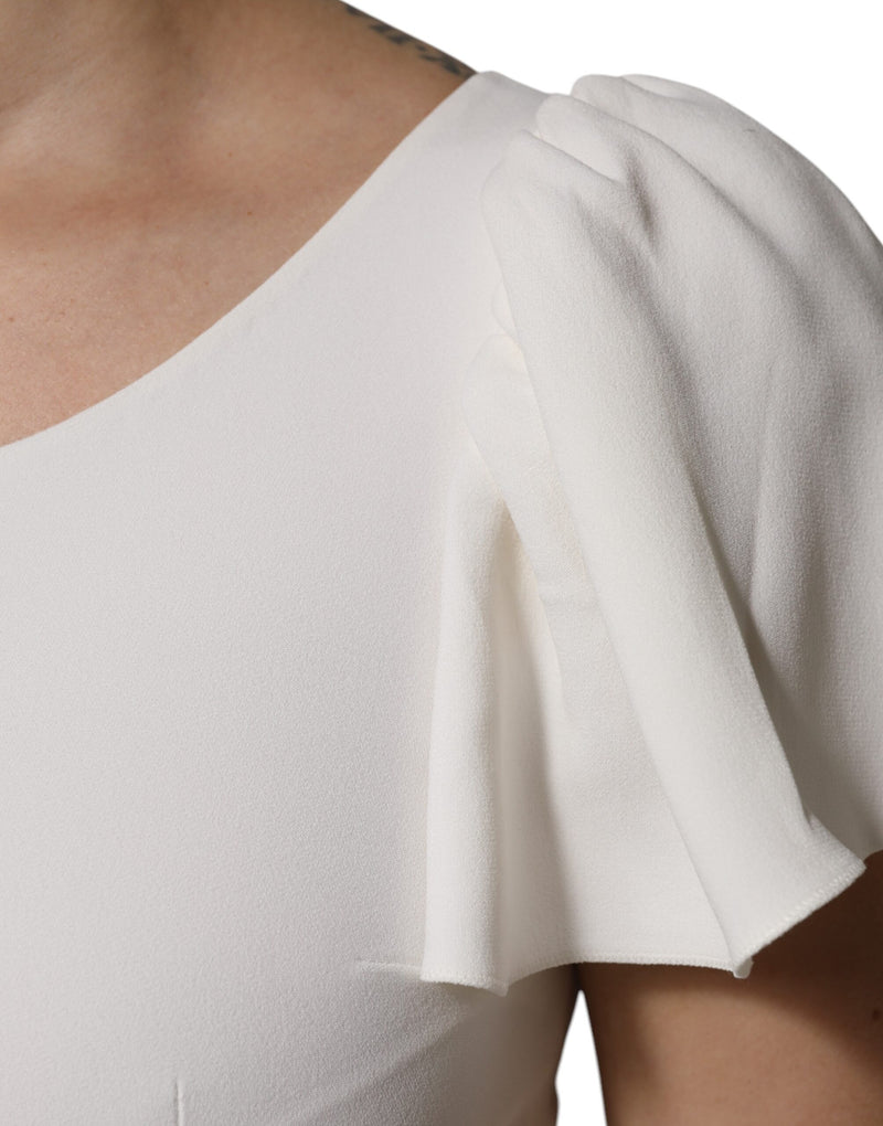 Dolce & Gabbana Top bianco in viscosa a maniche corte e girocollo