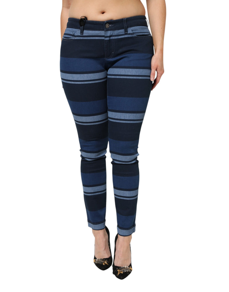 Dolce & Gabbana Jeans in denim elasticizzato di cotone blu a righe