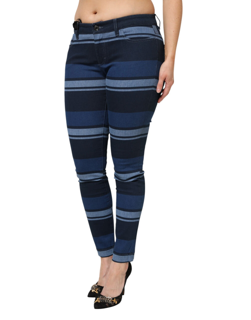 Dolce & Gabbana Jeans in denim elasticizzato di cotone blu a righe