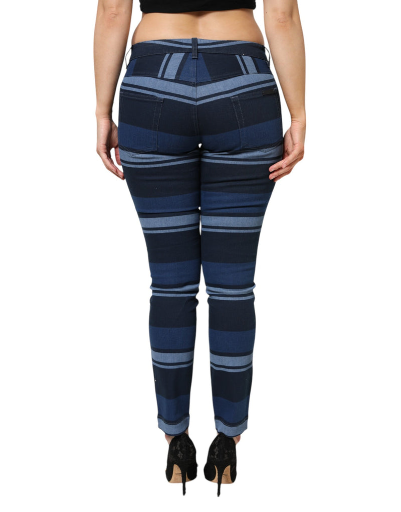 Dolce & Gabbana Jeans in denim elasticizzato di cotone blu a righe