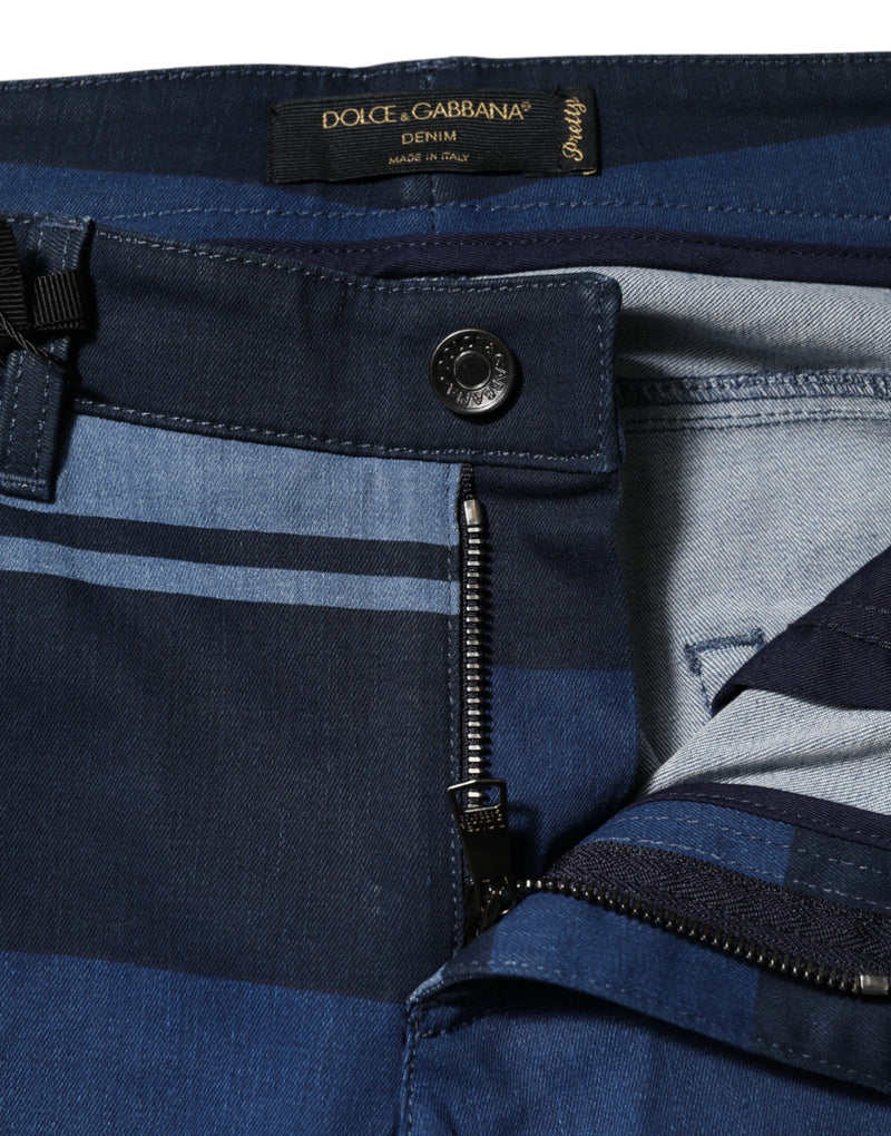 Dolce & Gabbana Jeans in denim elasticizzato di cotone blu a righe