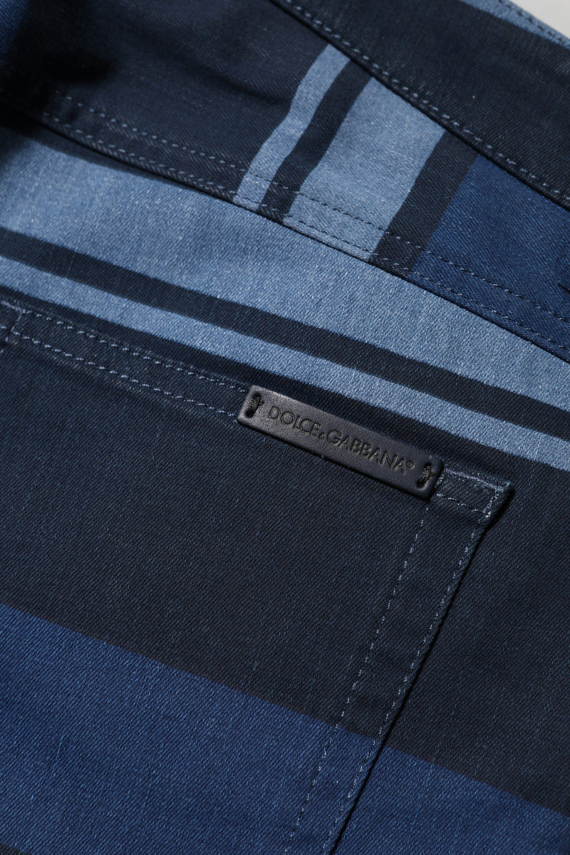 Dolce & Gabbana Jeans in denim elasticizzato di cotone blu a righe