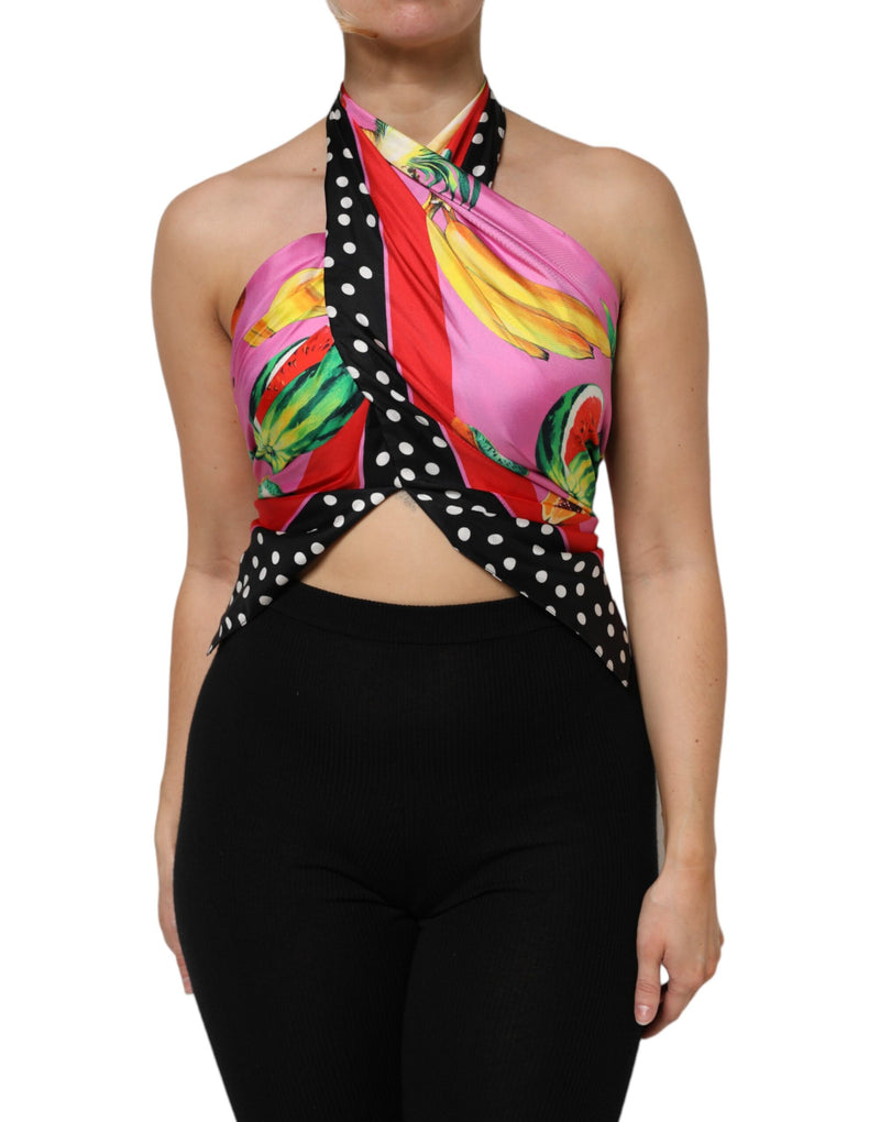 Top cropped de festa e noite frente única multicolorido Dolce & Gabbana