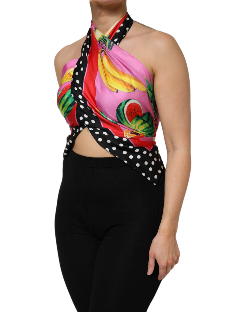 Top cropped de festa e noite frente única multicolorido Dolce & Gabbana