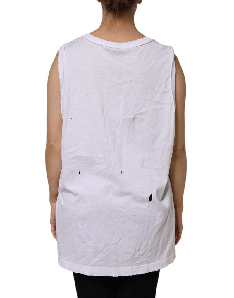 Débardeur blanc sans manches à col rond en coton Dolce & Gabbana