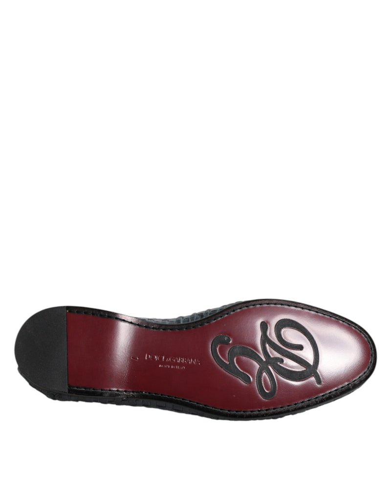 Mocassini slip-on in pelle intrecciata blu Dolce & Gabbana