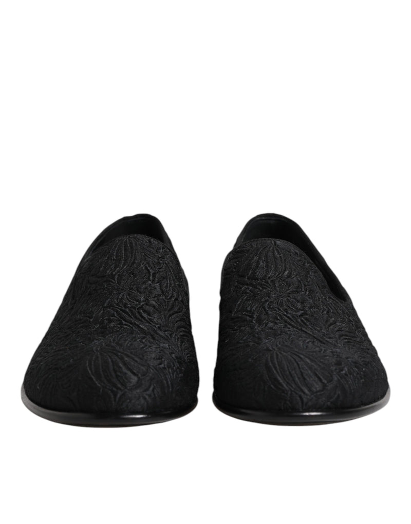 Mocasines formales sin cordones de jacquard negro de Dolce & Gabbana