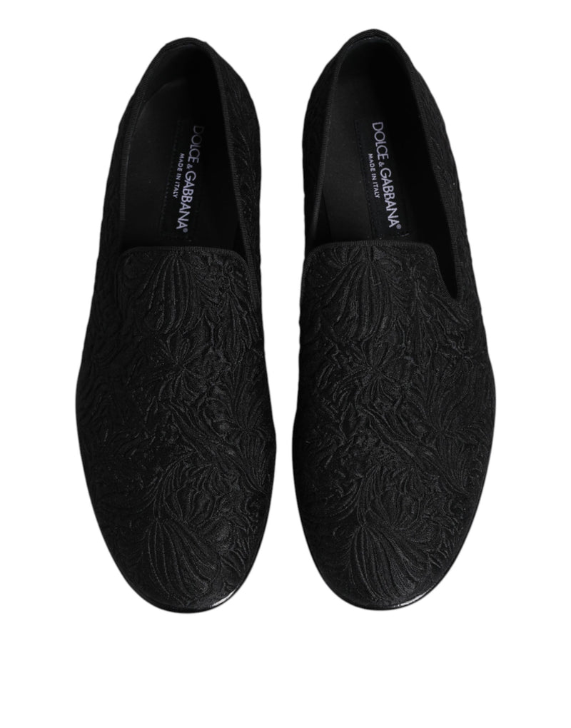 Mocasines formales sin cordones de jacquard negro de Dolce & Gabbana