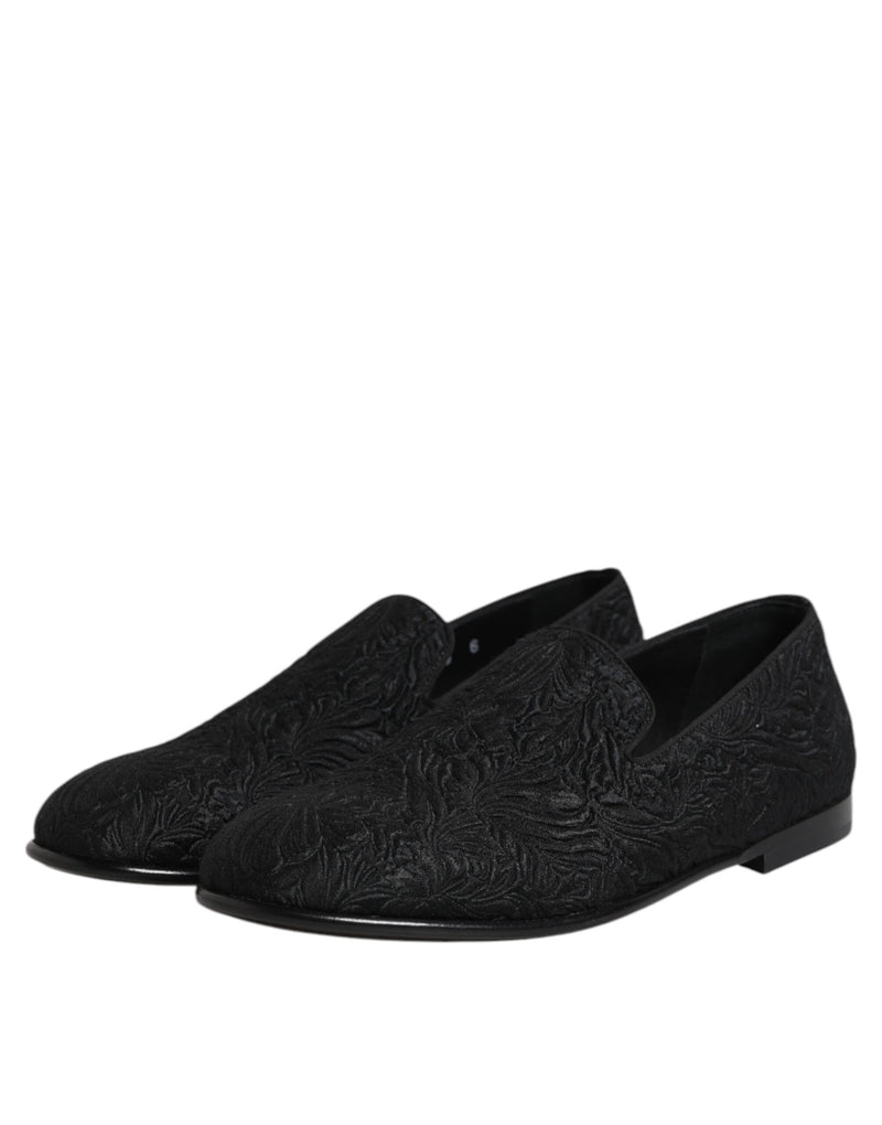 Mocasines formales sin cordones de jacquard negro de Dolce & Gabbana