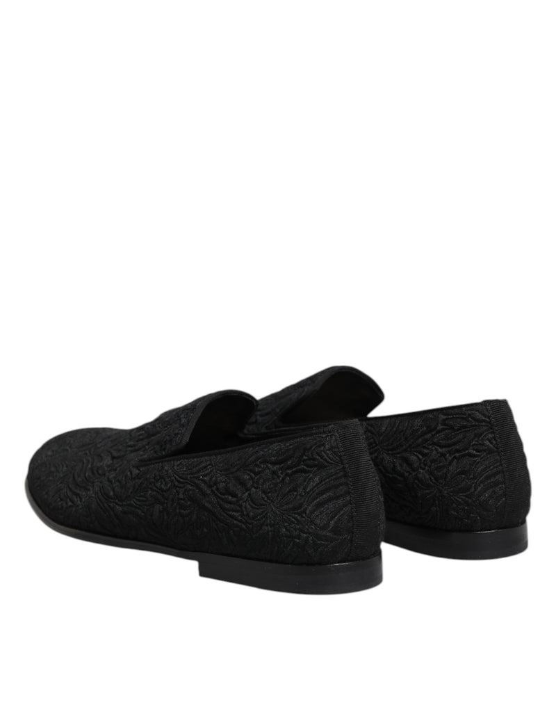 Mocasines formales sin cordones de jacquard negro de Dolce & Gabbana