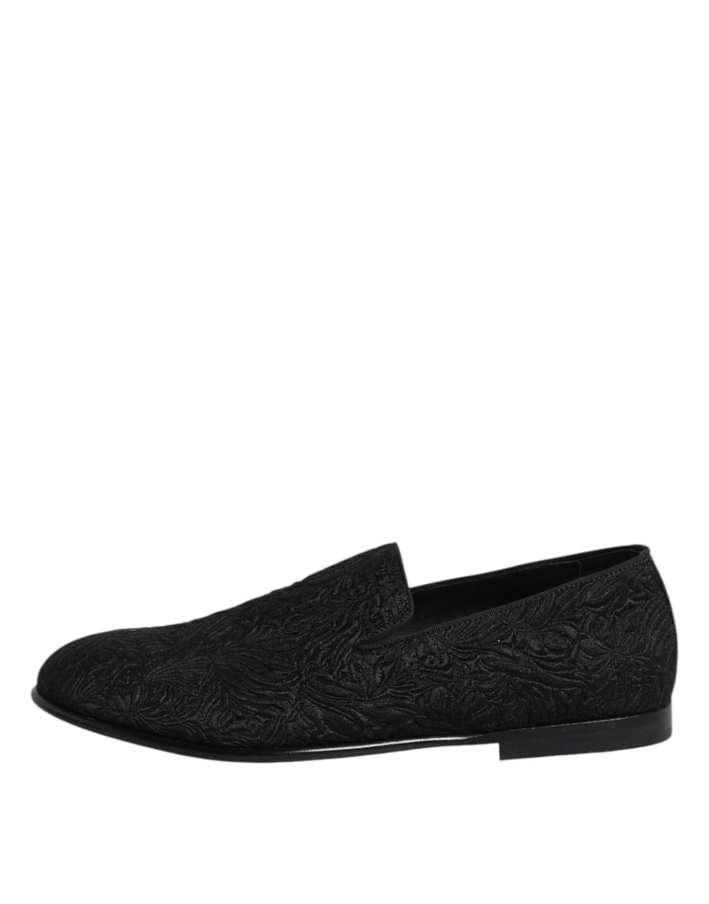 Mocasines formales sin cordones de jacquard negro de Dolce & Gabbana