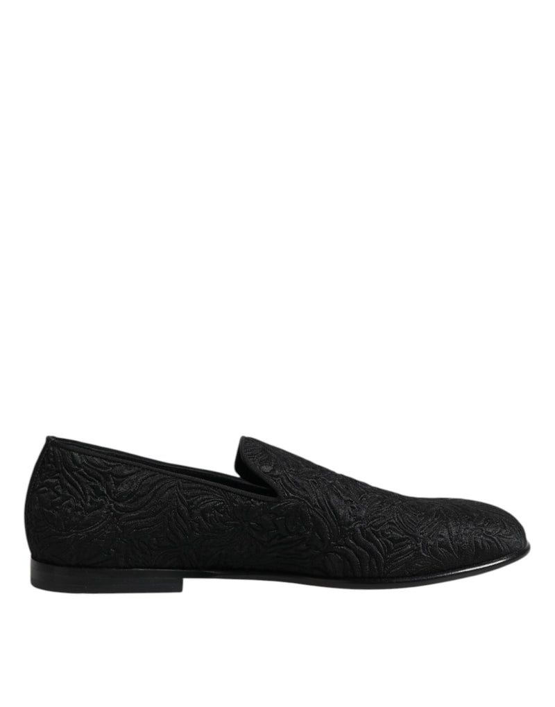 Mocasines formales sin cordones de jacquard negro de Dolce & Gabbana