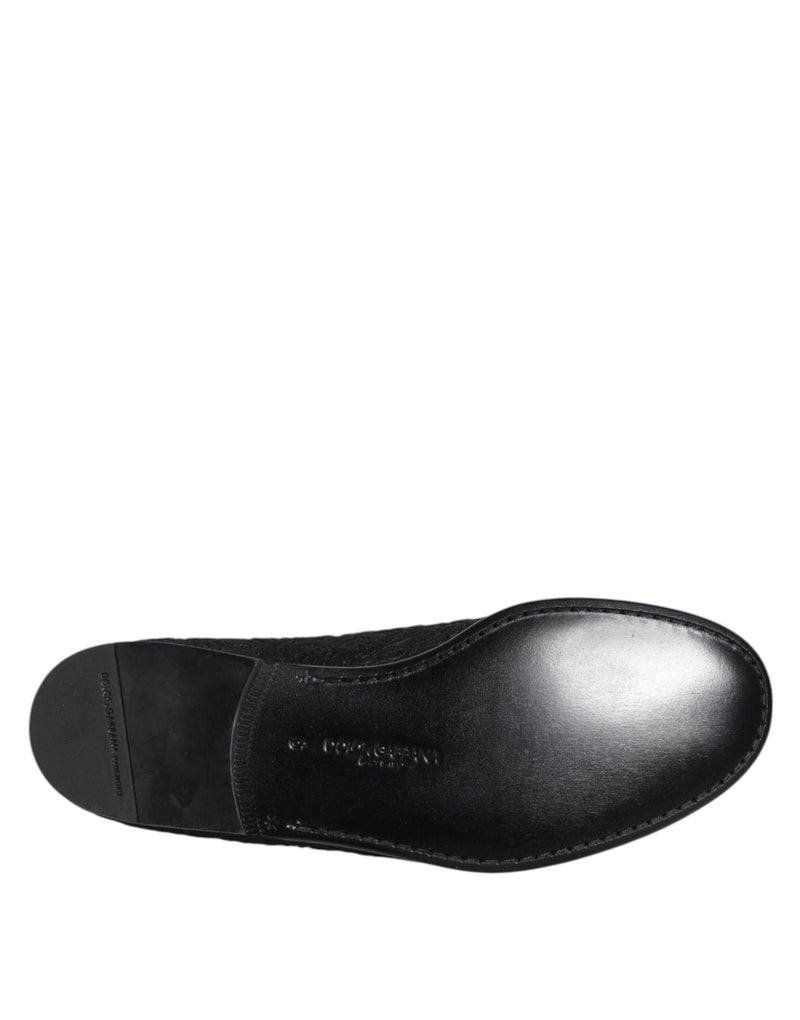 Mocasines formales sin cordones de jacquard negro de Dolce & Gabbana