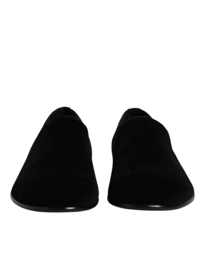 Mocasines formales sin cordones de terciopelo negro de Dolce & Gabbana