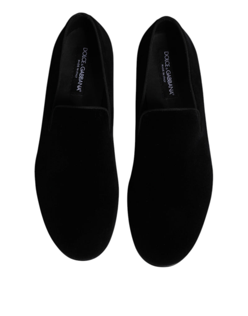 Mocasines formales sin cordones de terciopelo negro de Dolce & Gabbana