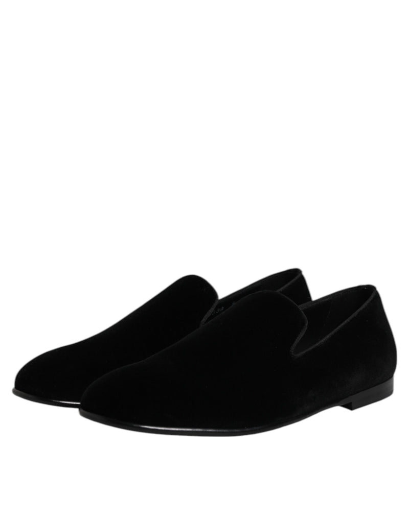 Mocasines formales sin cordones de terciopelo negro de Dolce & Gabbana