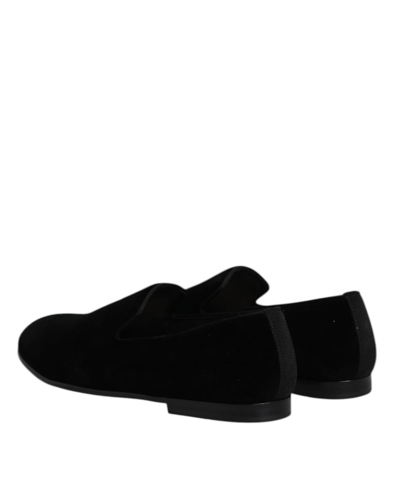 Mocasines formales sin cordones de terciopelo negro de Dolce & Gabbana
