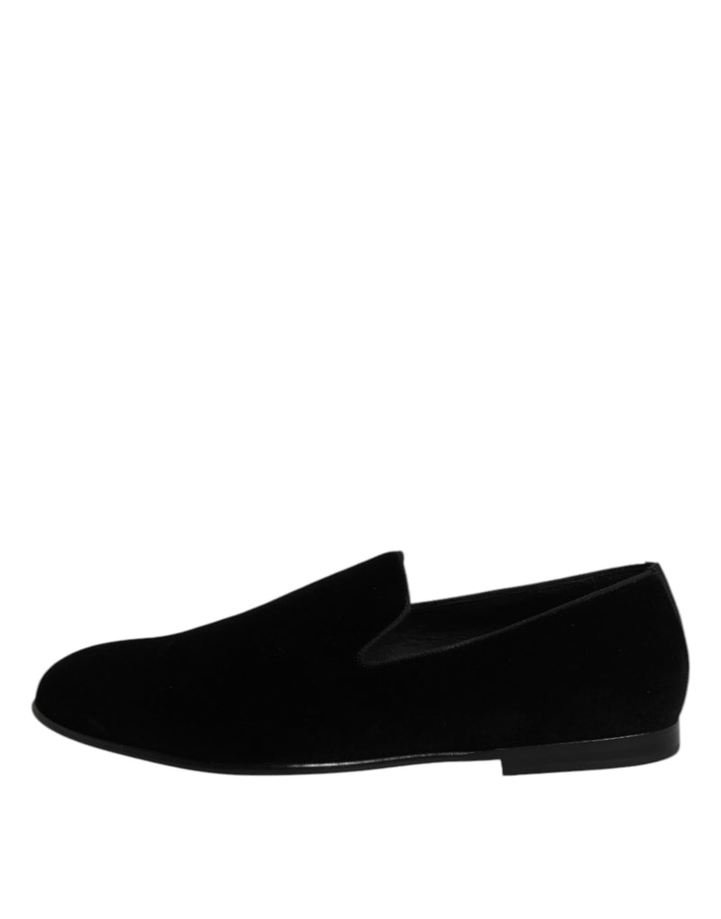 Mocasines formales sin cordones de terciopelo negro de Dolce & Gabbana