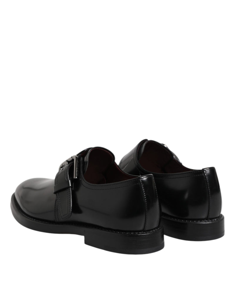Sapatos formais derby pretos de couro com tira monk Dolce & Gabbana