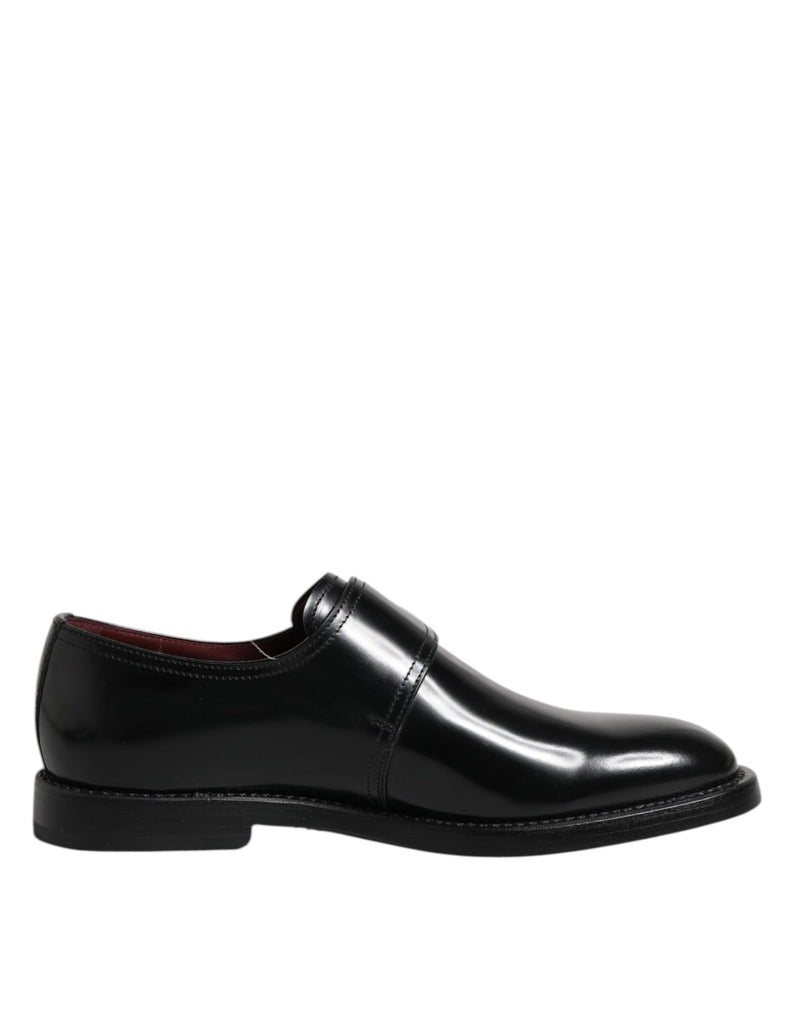 Sapatos formais derby pretos de couro com tira monk Dolce & Gabbana