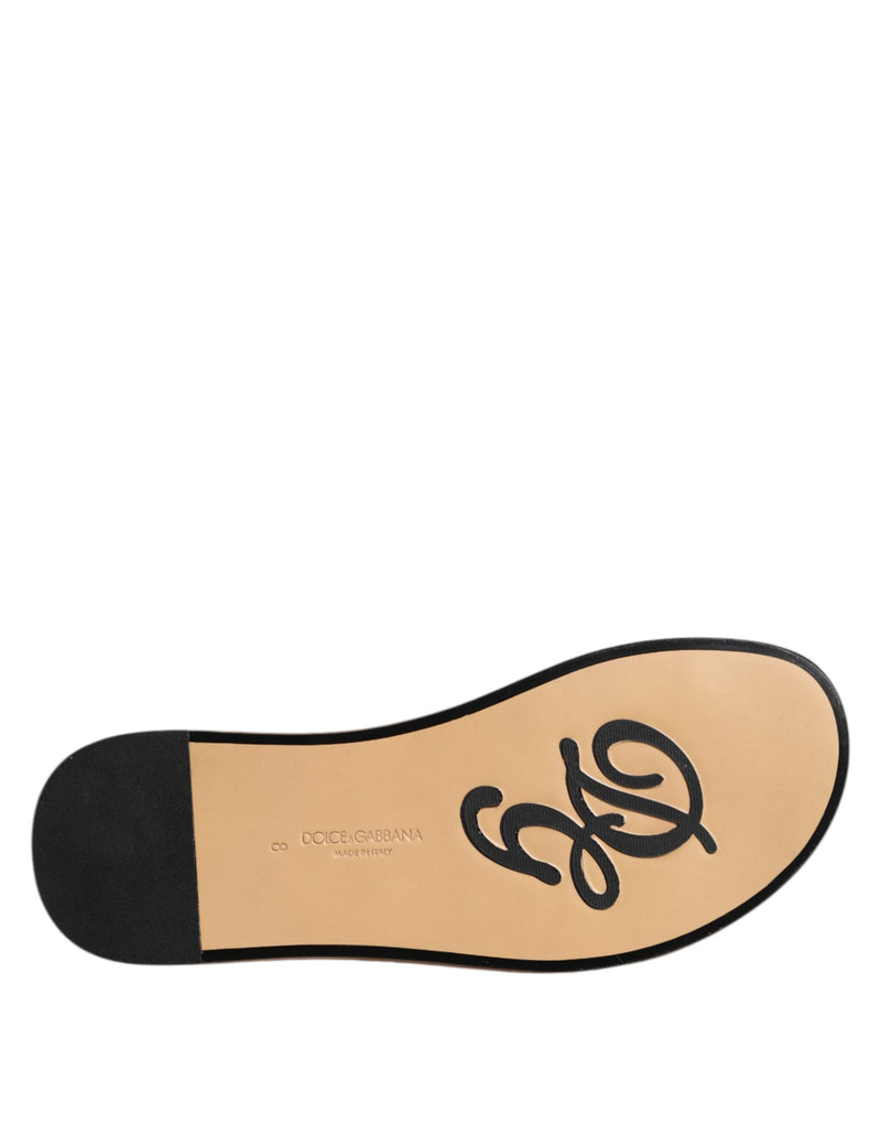 Ciabatte intrecciate in rafia monocromatica nera Dolce & Gabbana
