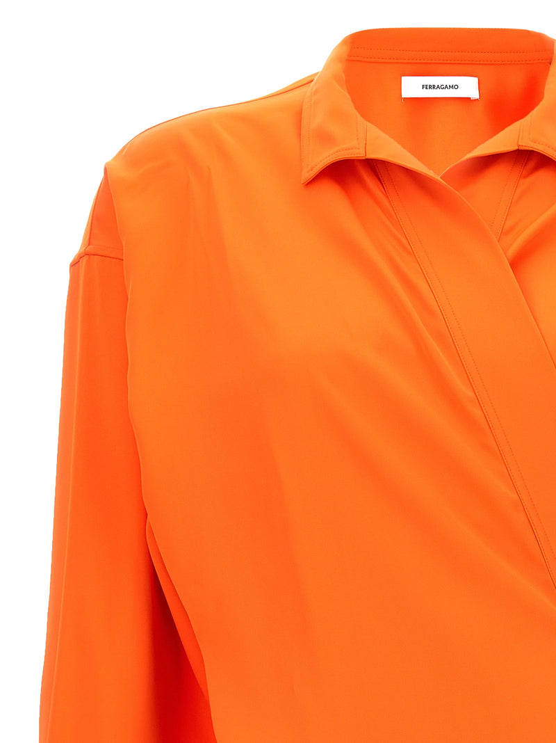 Ferragamo Satin Asymmetric Shirt | Urbalenti™ NYC