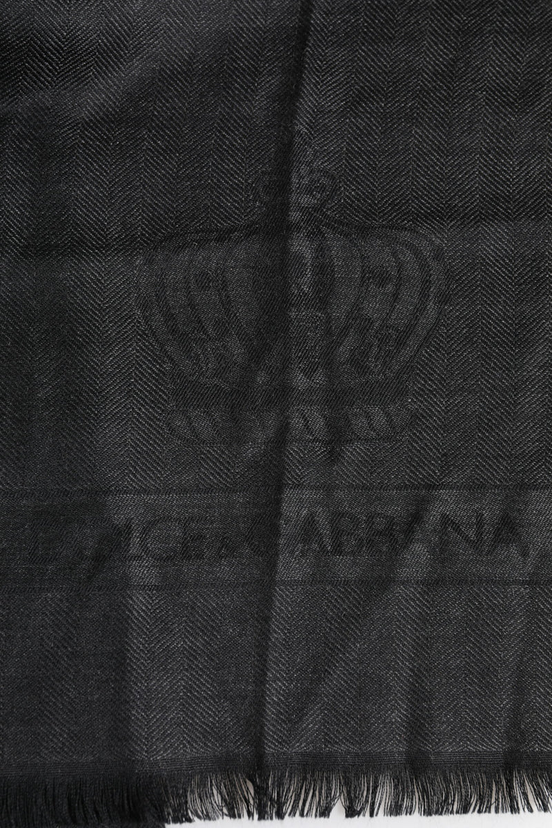 Écharpe tour de cou gris foncé en cachemire à franges Dolce & Gabbana