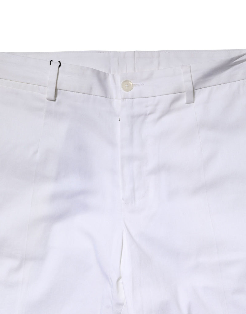Pantaloni dritti da uomo in cotone bianco con logo Dolce & Gabbana