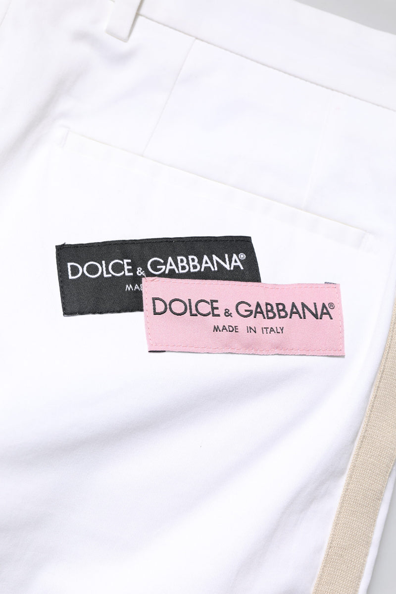 Pantaloni dritti da uomo in cotone bianco con logo Dolce & Gabbana