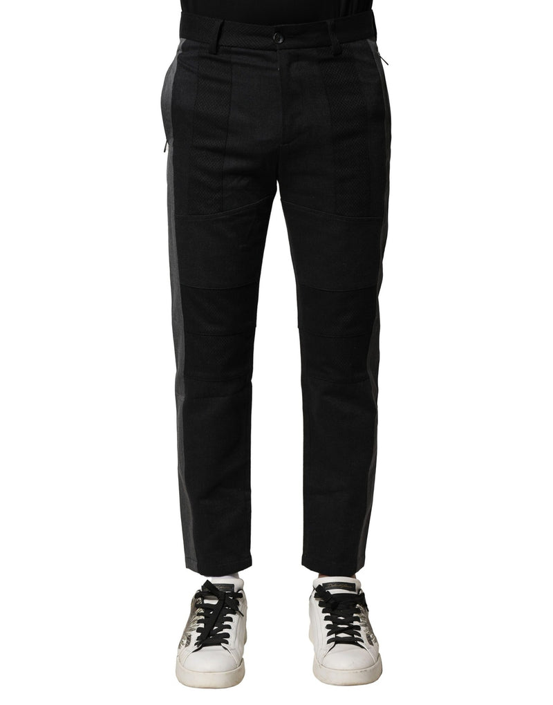 Calça masculina de algodão preta e cinza, corte afunilado Dolce & Gabbana