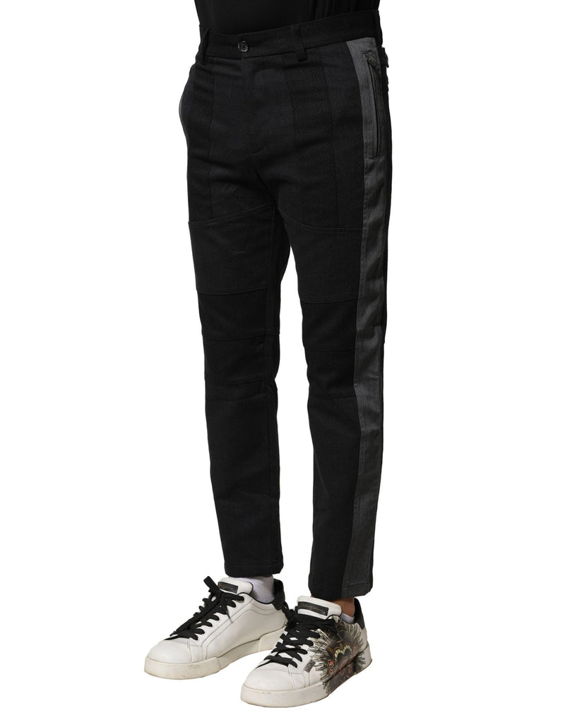 Calça masculina de algodão preta e cinza, corte afunilado Dolce & Gabbana