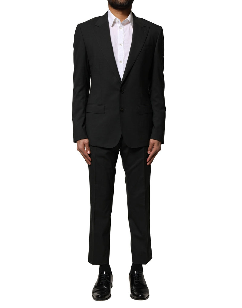 Traje negro de lana de dos piezas con botonadura sencilla Dolce & Gabbana