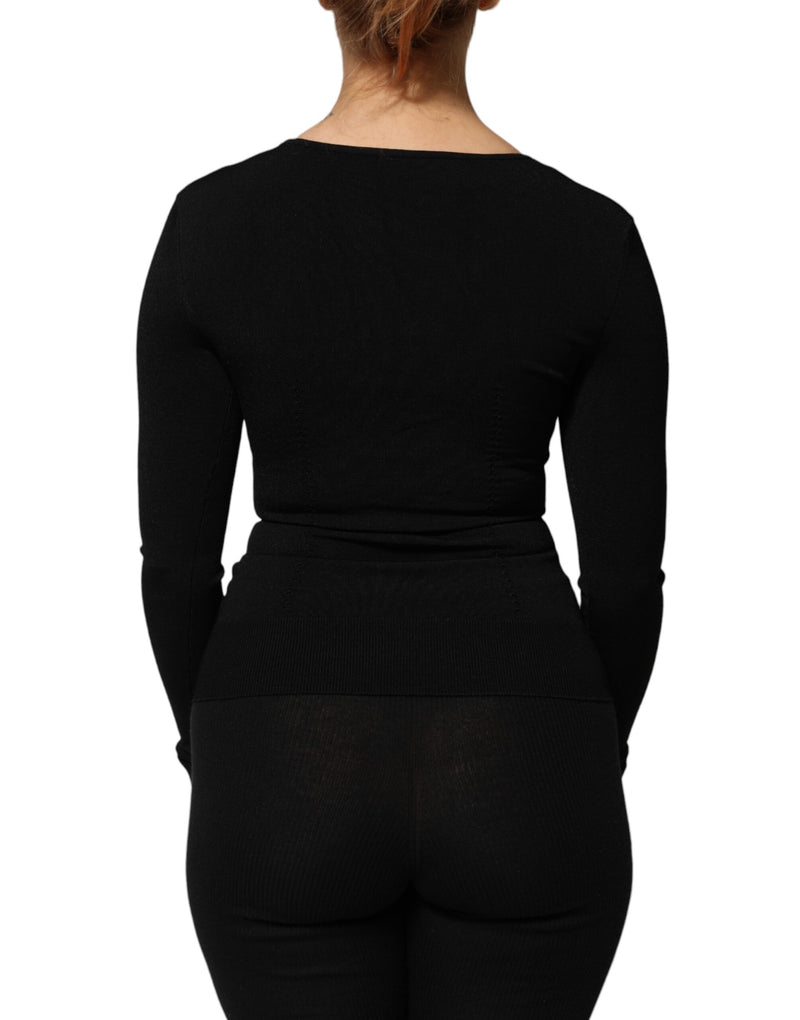 Haut noir Dolce & Gabbana à col carré et manches longues