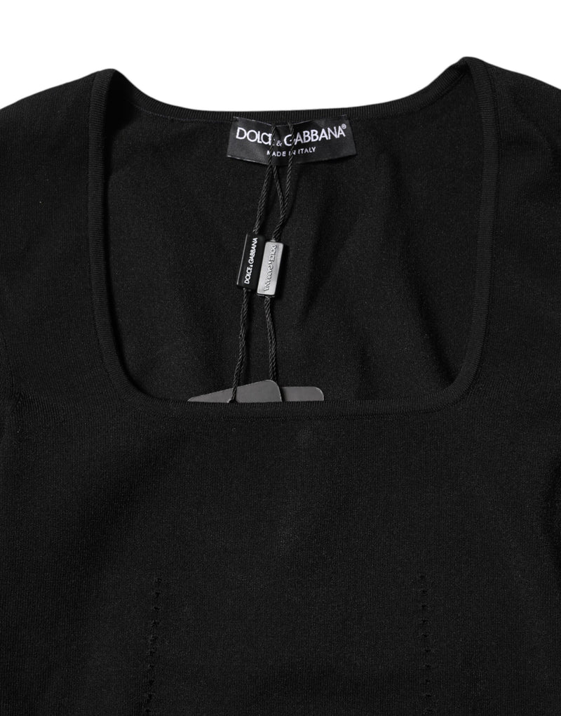 Haut noir Dolce & Gabbana à col carré et manches longues