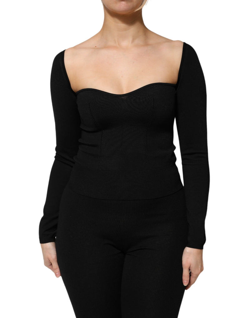 Blusa pulôver Dolce & Gabbana preta de viscose, com mangas longas